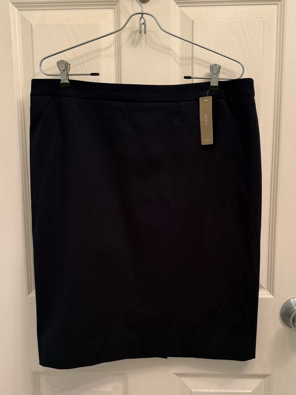 J. Crew Stretch Cotton Navy Blue Lined Pencil Skirt Size 12